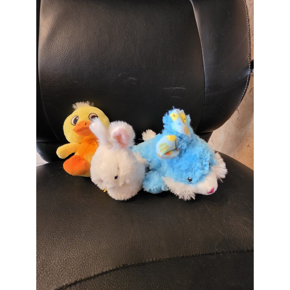 3' Easter Stuffies, Blue Rabbit. Yellow Duck, White Rabbit